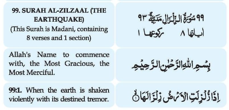 Surah Az-Zalzalah